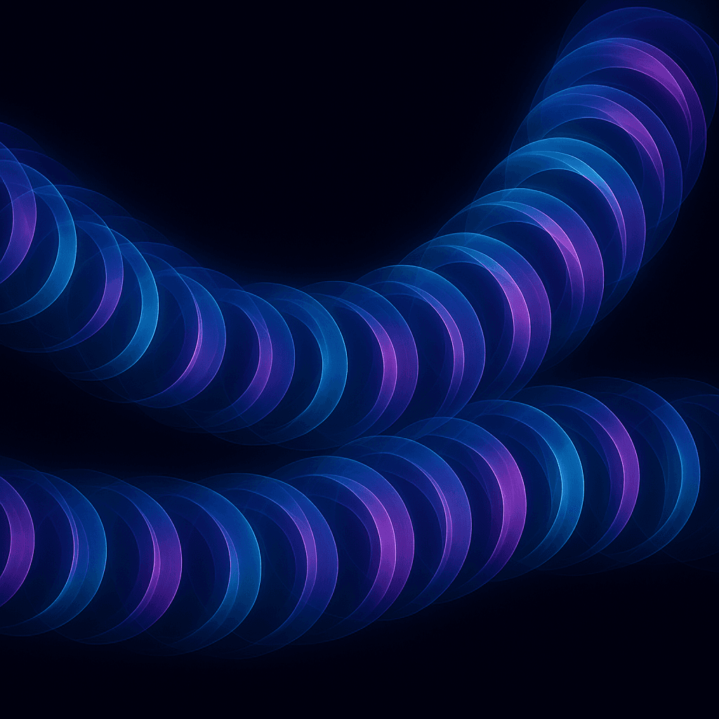 A graphic of light arcing coils