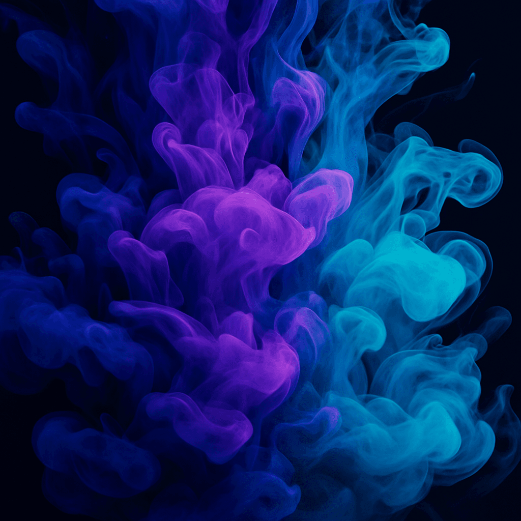 A photograph of blue and purple ink