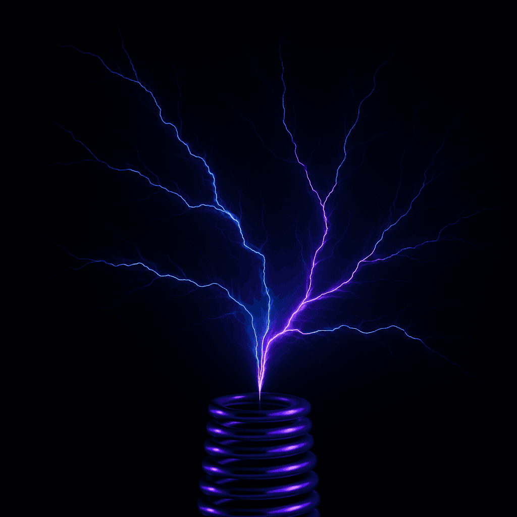 A picture of flowing electricity from a coil