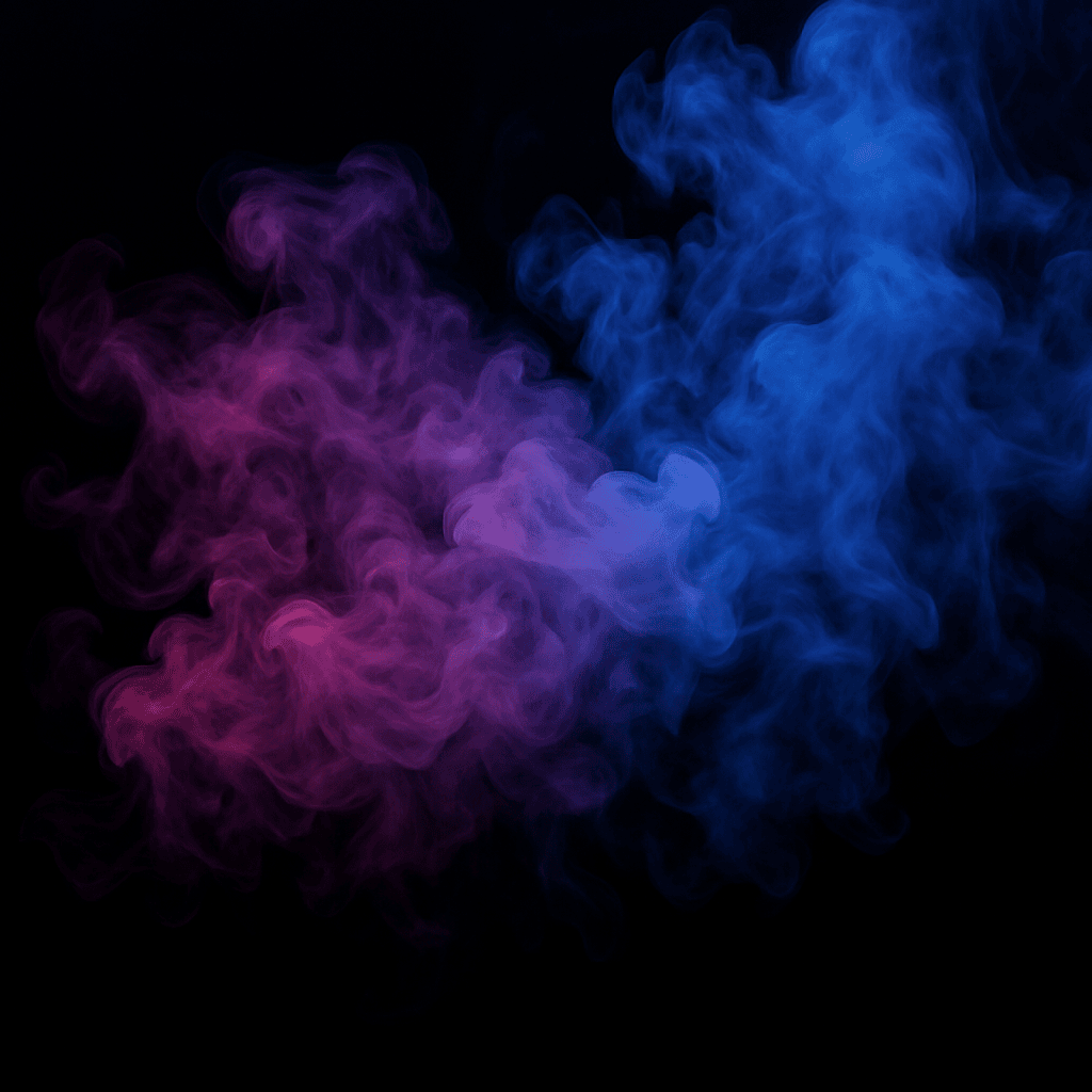 A picture of blue and purple smoke.